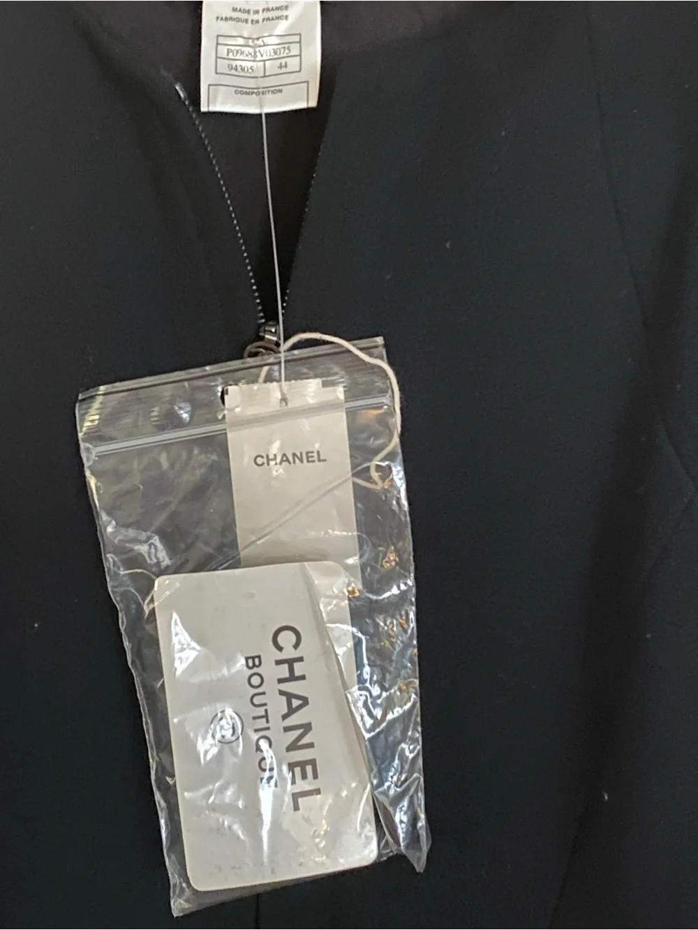 CHANEL Boutique Black Longline Collarless Blazer Jacket
